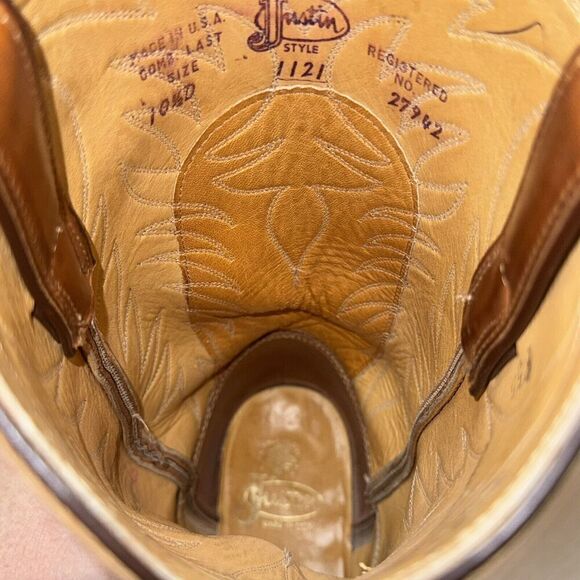 NWOB JUSTIN Western TAN Cowboy Boots Size 10.5 main image 9